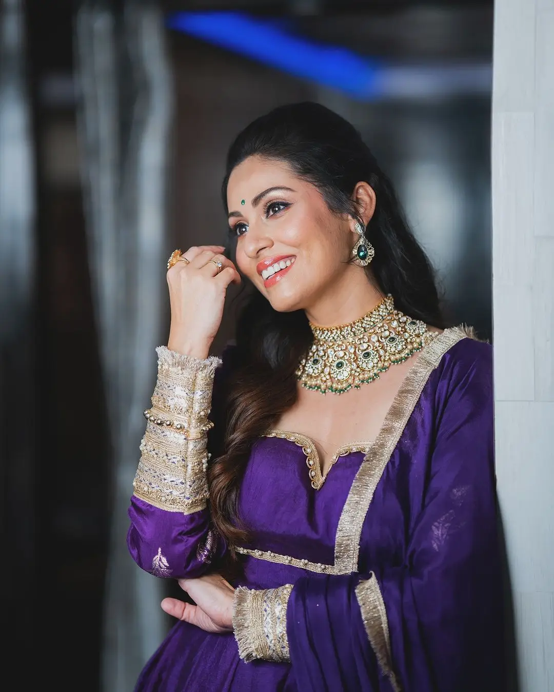 Actress Sadha In South Indian Traditional Blue Gown